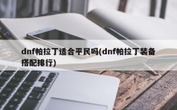 dnf帕拉丁适合平民吗(dnf帕拉丁装备搭配排行)