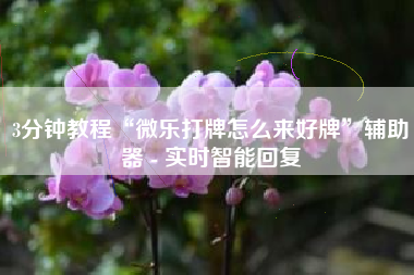 3分钟教程“微乐打牌怎么来好牌”辅助器 - 实时智能回复