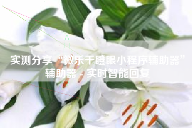 实测分享“微乐干瞪眼小程序辅助器	”辅助器 - 实时智能回复