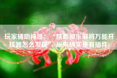 玩家辅助神器：“陕西微乐麻将万能开挂器怎么发现	”(原来确实是有插件)